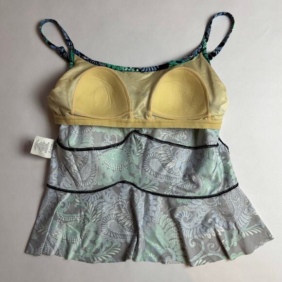 Miraclesuit Tankini Top 8 Tiered Swim Bathing Paisley Floral Beachy Swim Ruffle - Picture 6 of 9